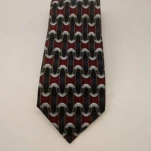Fenzia men's silk tie in red, black and grey